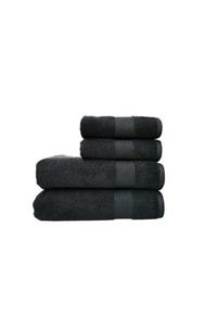Furni24 Handtuch Set Handtuchset, 4 Stück, schwarz