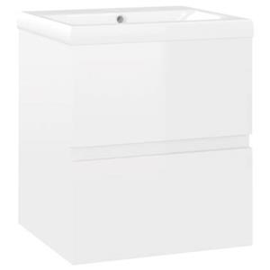 vidaXL Waschtisch Waschbeckenunterschrank Einbaubecken Hochglanz-Weiß Spanplatte 41 cm