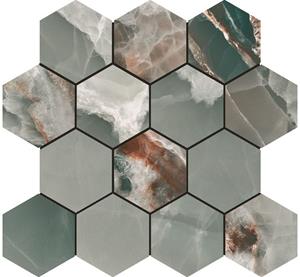Jabo Onyx Turquoise hexagon mozaiek tegels 30x27cm