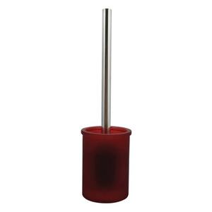 SPIRELLA WC-Garnitur YOKO, Toilettenbürste rostfreier Edelstahl Inox, Behälter aus hochwertigem Glas, schwere Qualität, zeitlos-klassische Form, elegante Matt-Optik, bordeaux rot matt s