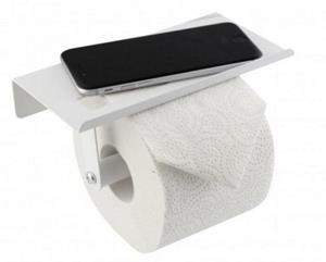 Axentia Toilettenpapierhalter mit Smartphone, Ablage Weiß Papierrollenhalter