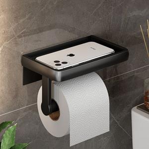Blusmart Toilettenpapierhalter No Punch Toilettenpapierhalter (An der Wand befestigter Toilettenpapierrollenkasten mit Regalen, 1-St., Toilettenpapierhalter dient gleichzeitig als Telefonhalter), Geei