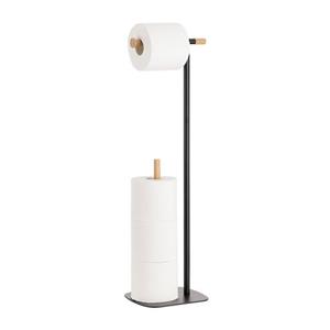 Navaris Toilettenpapierhalter, Toilettenpapierhalter stehend - Schwarz Natur WC Klopapierständer
