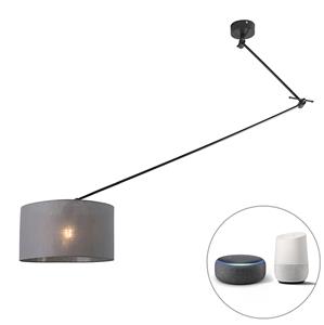 QAZQA Smart hanglamp zwart met kap 35 cm donkergrijs incl. Wifi A60 - Blitz