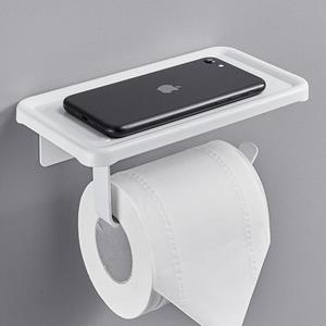 Haiaveng Toilettenpapierhalter Toilettenpapierhalter ohne Bohren mit Regal, Aluminiumlegierung, mit Regal