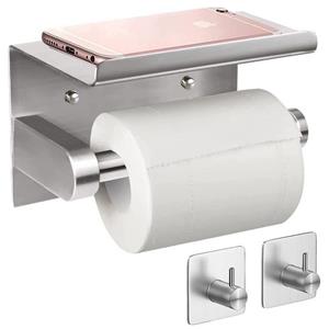 Zggzerg Toilettenpapierhalter Toilettenpapierhalter ohne Bohren,Edelstahl Klorollenhalter mit 2haken