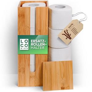Loco Bird Toiletten-Ersatzrollenhalter Toilettenpapier Aufbewahrung für4 Rollen aus Bambus, Klopapier Aufbewahrung, Ersatzrollenhalter Toilettenpapier, Toilettenpapierhalter stehend, Klopapierhal