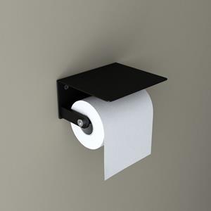 Doporro Toilettenpapierhalter  WC-Papierhalter Schwarz matt aus Edelstahl Papierrollenhalter mit Ablage Wandmontage