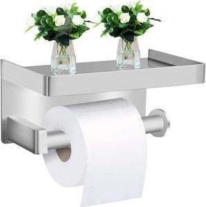 Lkupro Toilettenpapierhalter Toilettenpapierhalter Ohne Bohren mit Ablage, Klopapierhalter WC (1-St)