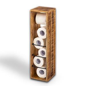 Casamia Toilettenpapierhalter Toilettenpapierhalter Holz 17x17 H 65 cm Klopapierhalter Klorollenhalter quadratisch Mangoholz