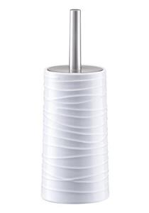 Zeller WC/Toiletborstel in houder - wit - keramiek - D11 x 32 cm - wave relief - Toiletborstels