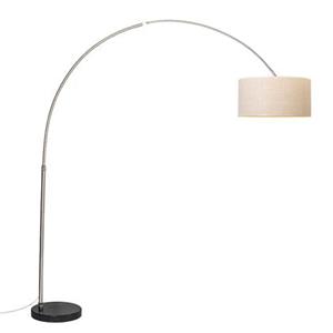 QAZQA Bogenleuchte XXL stahl Schirm 50cm creme