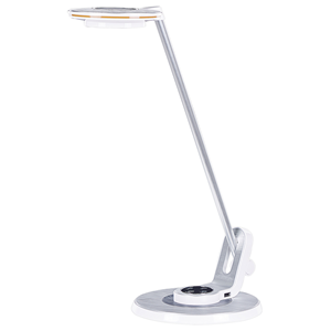 beliani Schreibtischlampe LED mit USB-Port weiß / silber verstellbar dimmbar Corvus - Silber