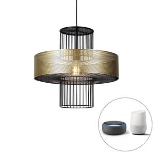 QAZQA Smart hanglamp goud met zwart 50 cm incl. Wifi G95 - Tess