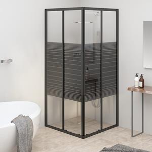 VIDAXL Duschwanne Duschkabine mit Streifen ESG 70x70x180 cm Schwarz Dusche Duschniesche