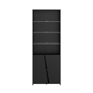 Leen Bakker Kast Levi met LED - zwart - 180x67x28 cm