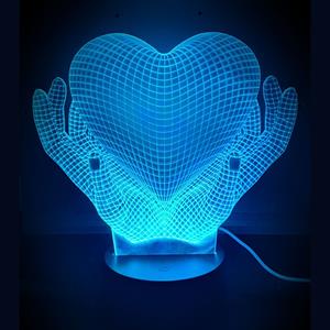 Ontwerp-zelf 3D LED LAMP - LOVE HANDS MET HART