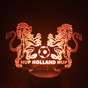 Ontwerp-zelf 3D LED LAMP - Oranje Leeuw - Hup Holland