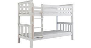 Polini-kids Etagenbett Kinderbett DAVID 200x90 cm Buchenholz massiv weiß