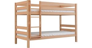 Polini-kids Etagenbett Kinderbett MARK 200x90 cm mit Zusatzbett-Bettkasten Buchenholz massiv Natur