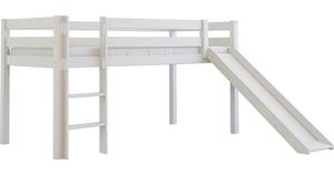 Polini-kids Hochbett Kinderbett TIM 200x90 cm mit Rutsche Buchenholz massiv weiß
