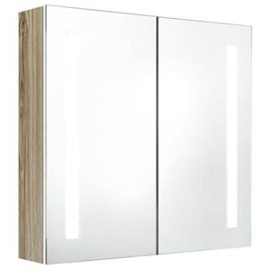 VidaXL Badkamerkast met spiegel en LED 62x14x60 cm wit en eikenkleurig