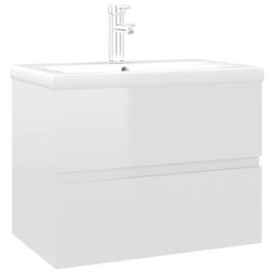 vidaXL Waschtisch Waschbeckenunterschrank Einbaubecken Hochglanz-Weiß Spanplatte 60 cm