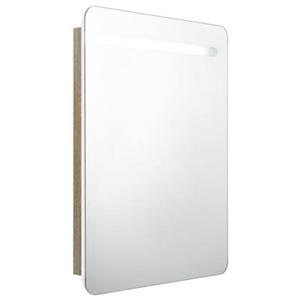 VidaXL Badkamerkast met spiegel en LED 60x11x80 cm wit en eikenkleurig