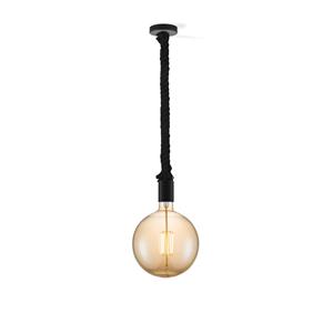 Light depot - hanglamp Leonardo zwart Globe g180 - amber - Outlet
