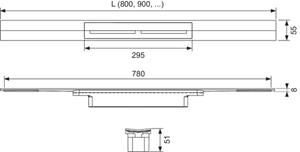 TECE drainprofile Duschprofil schwarz chrom gebürstet, L: 120 B: 5,5 cm - 671201