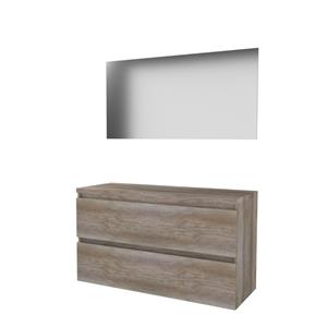 Basic Line Basic-Line Ultimate 46 badkamermeubelset - 120x46cm - greeploos - 2 lades - wastafelblad - Spiegel - verlichting MFC Scotch Oak 1813488