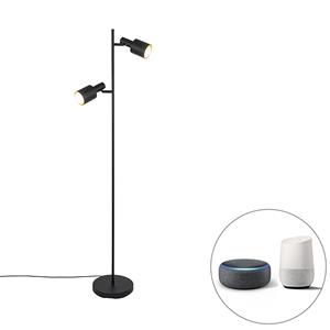 Qazqa Smart Vloerlamp Zwart Incl. 2 Wifi A60 - Stijn