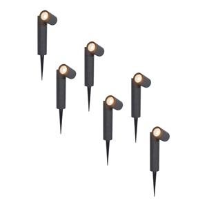 HOFTRONIC™ - 6x Pinero dimmbarer LED Gartenstrahler - GU10 2700K warmweiß - Schwenkbar - Gartenstrahler - Erdspießleuchte - IP65 für den Außenbereich - Schwarz
