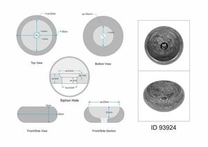 Wohnfreuden Aufsatzwaschbecken Marmor Waschbecken 30cm Asbak mini poliert grau (Kein Set), 50_93924