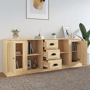 VIDAXL Sideboards 3 Stk. Sonoma-eiche Holzwerkstoff