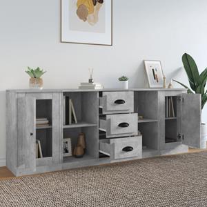 VIDAXL Sideboards 3 Stk. Betongrau Holzwerkstoff