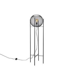 QAZQA Vloerlamp mesh_ball - Zwart - Modern - D 44cm