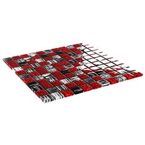 VIDAXL Mosaikfliesen 22 Stk. Schwarz Rot 30x30 Cm Glas