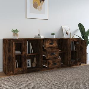 Vidaxl Sideboards 3 Stk. Räuchereiche Holzwerkstoff