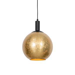 Qazqa Design Hanglamp Zwart Met Goud Glas - Bert