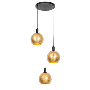 QAZQA Design hanglamp goud met zwart 3-lichts - Bert