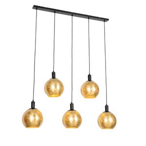 QAZQA Design hanglamp goud met zwart 5-lichts - Bert