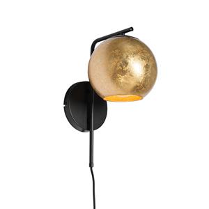 QAZQA Design wandlamp goud met zwart - Bert