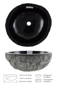 Wohnfreuden Aufsatzwaschbecken Marmor Waschbecken EROSI 40 cm schwarz (Kein Set), 125875_MBaS31.121