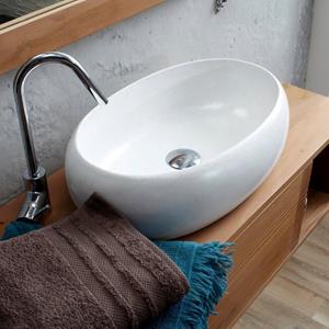Tikamoon Waschbecken Aufsatzwaschbecken Waschbecken Terrazzo weiß polie