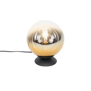 QAZQA Art Deco Tischlampe schwarz mit Goldglas - Pallon