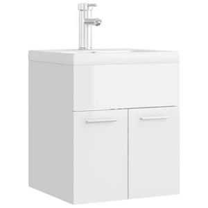 VIDAXL Waschbeckenunterschrank Einbaubecken Hochglanz-weiß Spanplatte