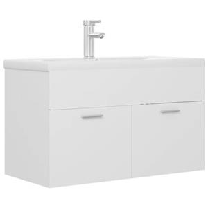 VIDAXL Waschbeckenunterschrank Mit Einbaubecken Weiß Spanplatte