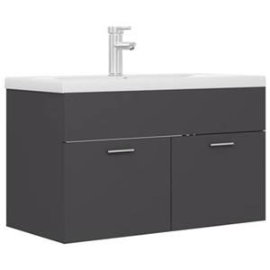VIDAXL Waschbeckenunterschrank Mit Einbaubecken Grau Spanplatte