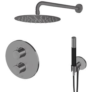 Lagoo Inbouw Thermostatische Regendoucheset  Garda met 2-Weg Omstel en Handdouche Gunmetal